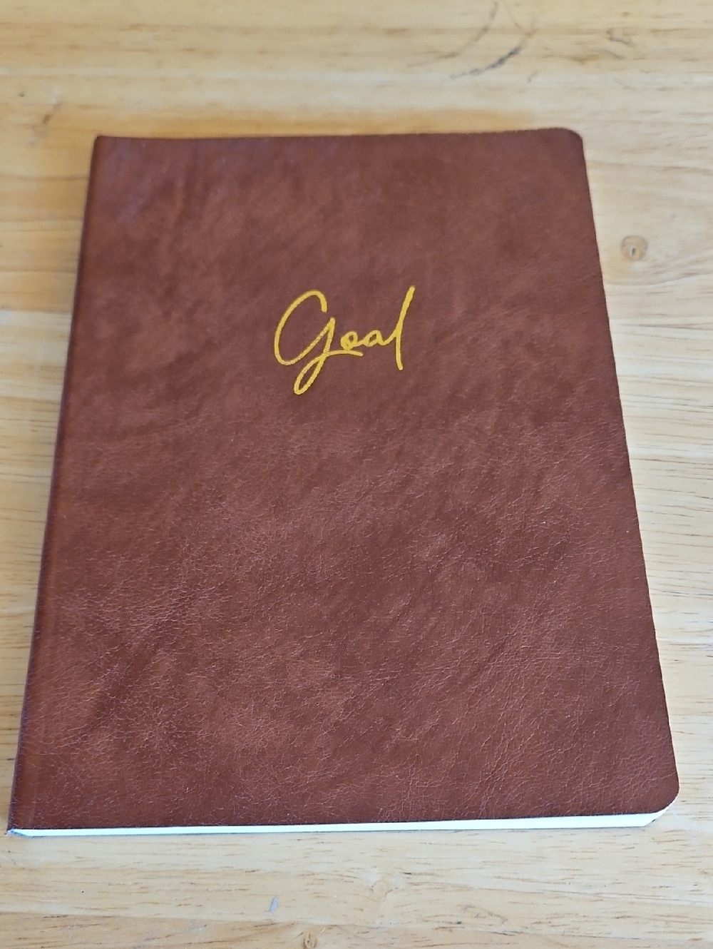 BOOK- Goal Faux Leather Journal in Brown with Gold Script